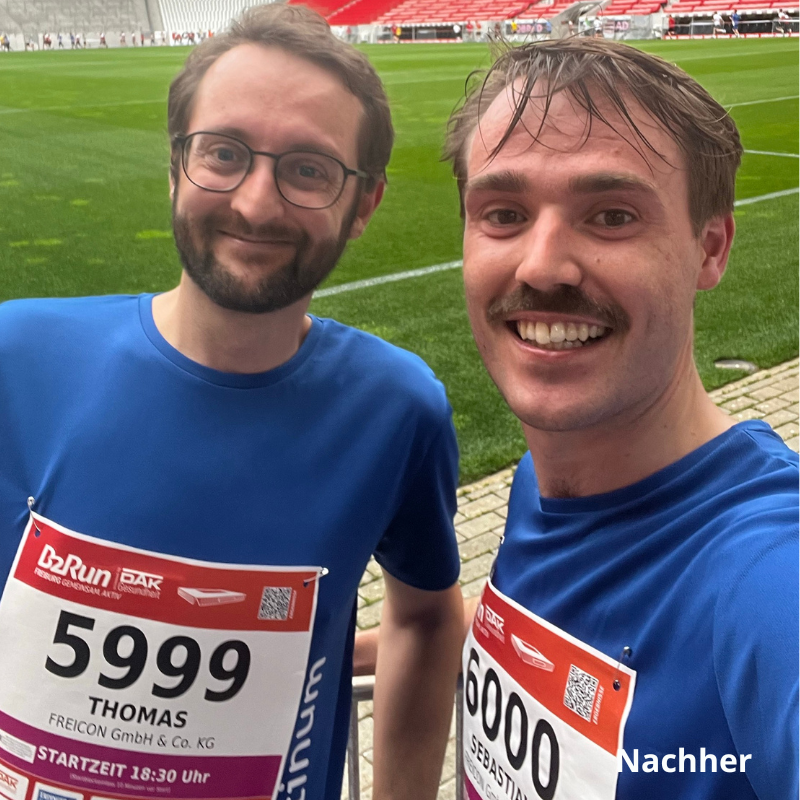 Unsere Kollegen Thomas Paul und Sebastian Prieß nach dem B2Run